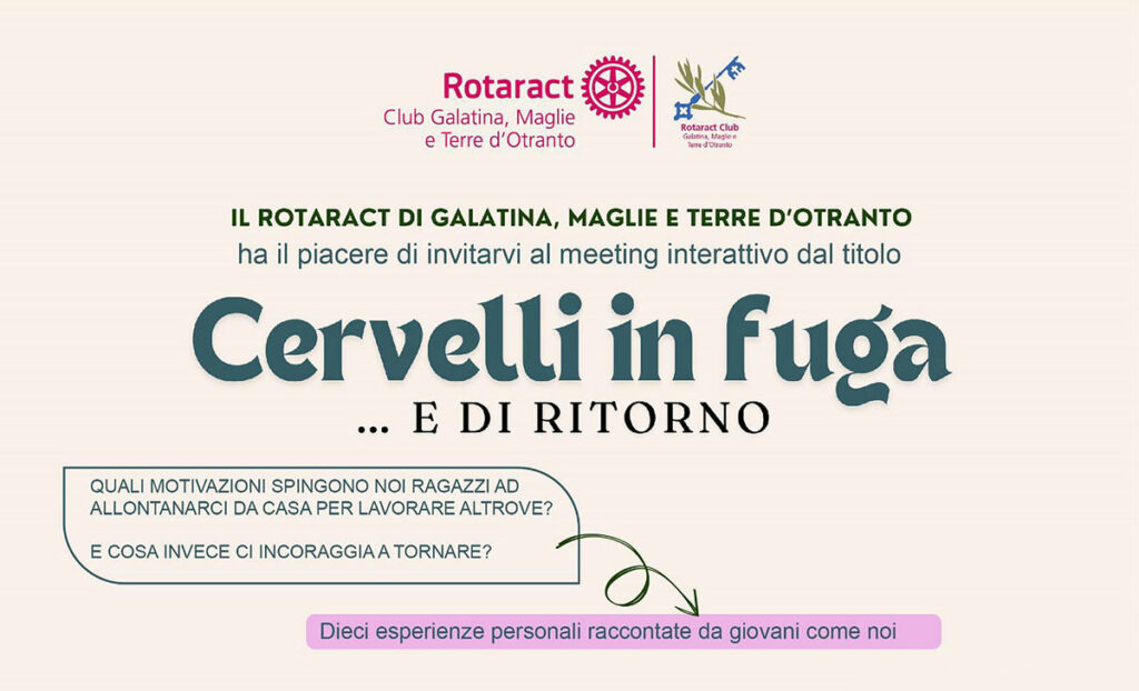 “Cervelli in fuga… e di ritorno”, un incontro-dibattito organizzato dal Rotaract Club di Galatina